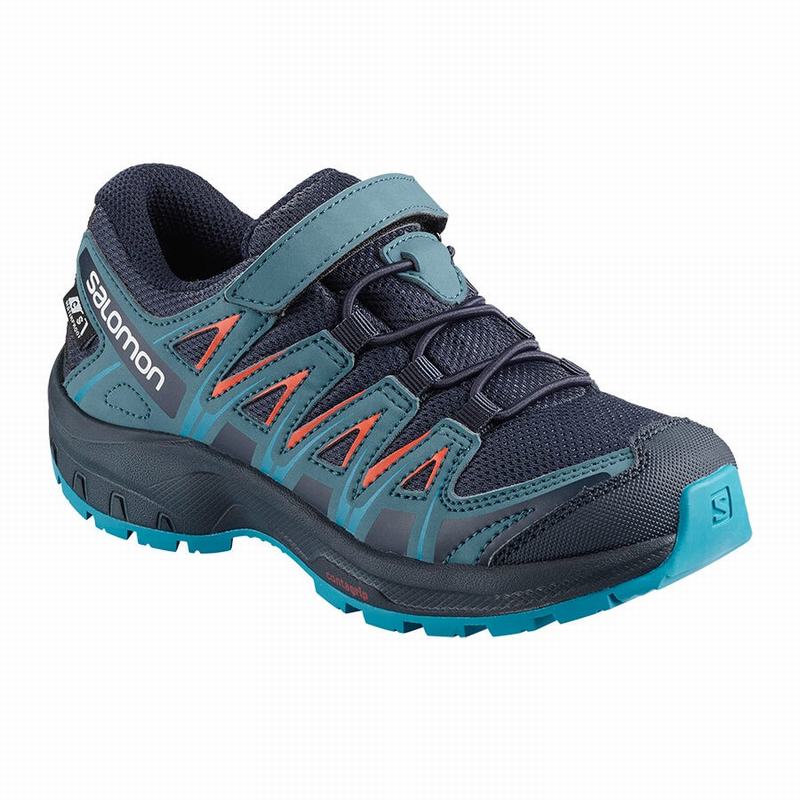 SALOMON XA PRO 3D CSWP K Philippines - Kids' Trail Running Shoes - Navy/Blue | 389026-CPI